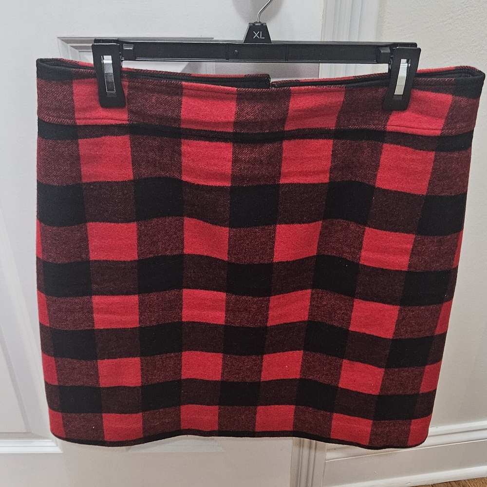J. Crew Red and Black Checkered Mini Skirt
